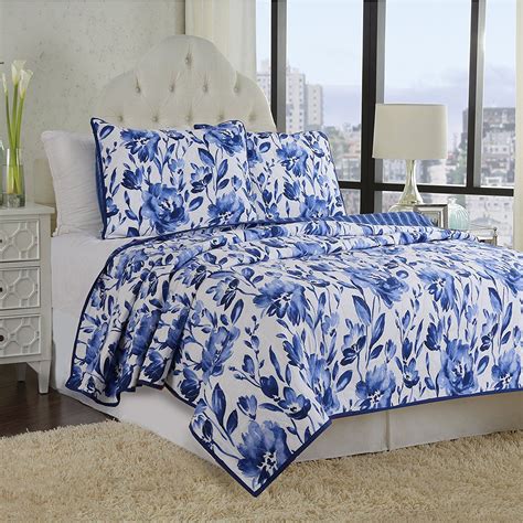 blue and white floral comforter|navy blue floral comforter.